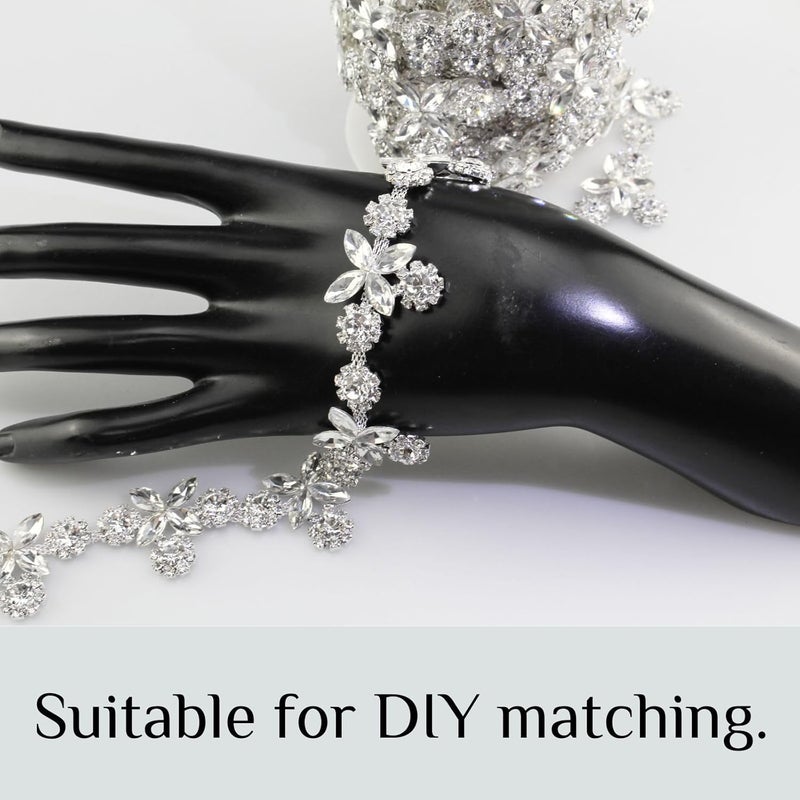 PEARLY JUN Rhinestone Trim Chain Sliver Applique Stringing Ribbon DIY Jewelry Wedding Party Bracelets Craft Bridal Bouquets Embellishment Accessories - Image 5